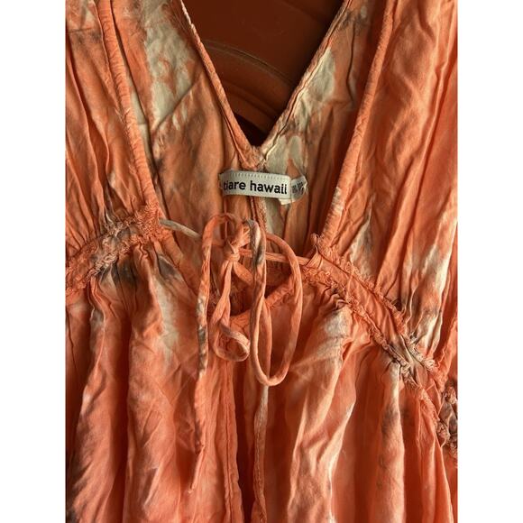 TIARE HAWAII Mini Dress One Size Tie Dye Plunge Neckline Tiered - Picture 3 of 8
